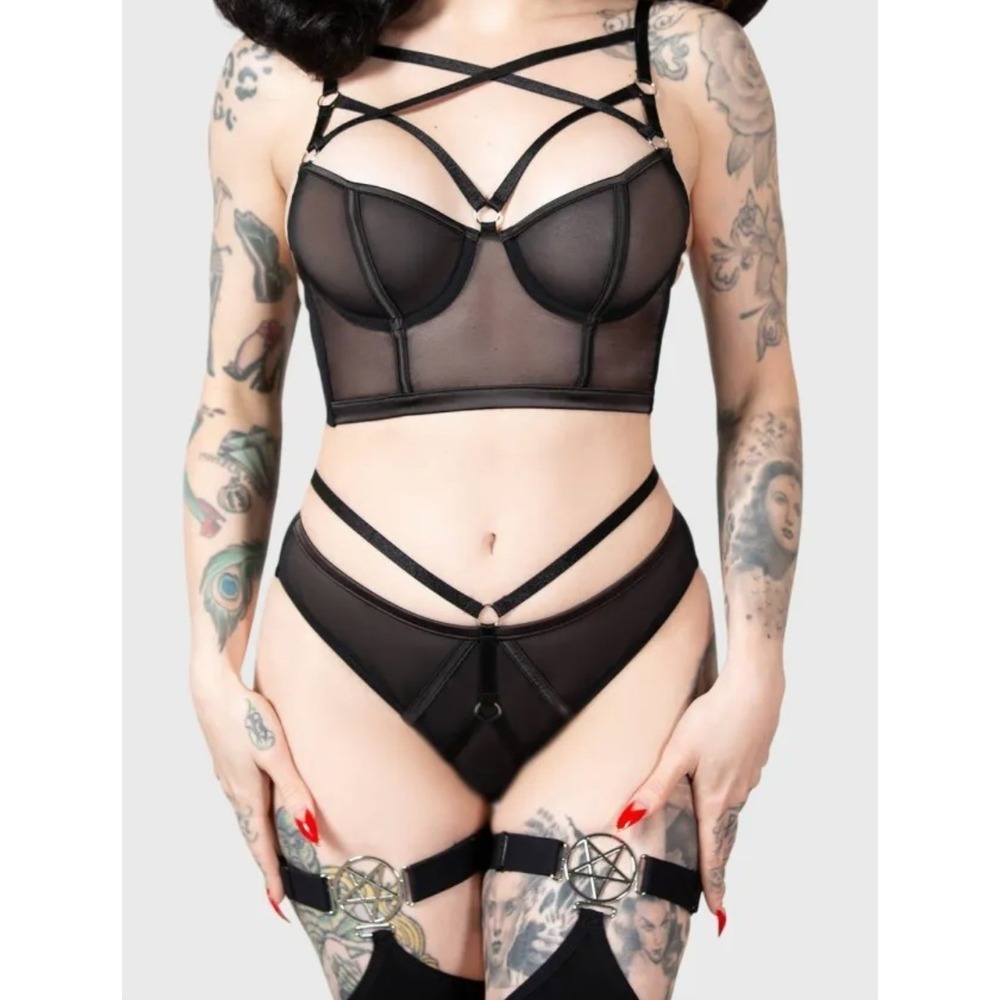 Killstar Dare2Luv mesh black panty